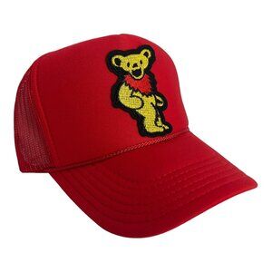 VINTAGE NEW GRATEFUL DEAD YELLOW BEAR RED TRUCKER HAT SNAPBACK ADULT TRENDY